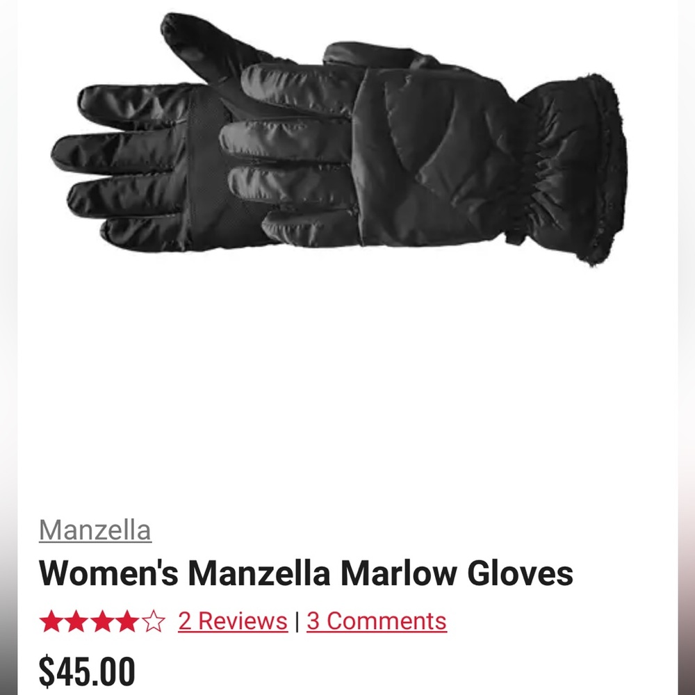 NWOT Manzella Women's Black Marlow Gloves size Med. Never worn.